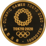 東京2020オリンピック1万円金貨　3次「勝利」（野見宿禰像）と「栄光」（ギリシャの女神像）と「心技体」裏面