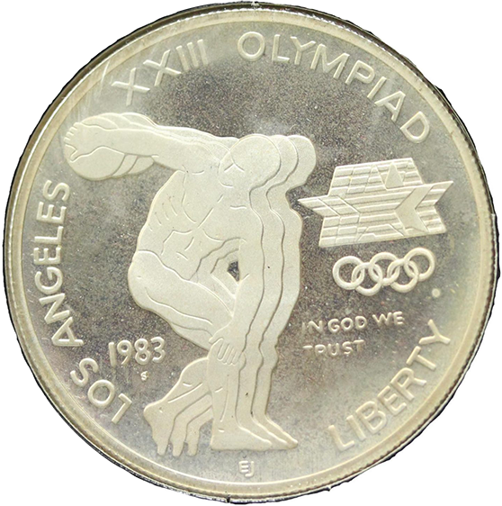 1984年　ロサンゼルスオリンピック記念銀貨　米1ドル銀貨　シルバーコイン