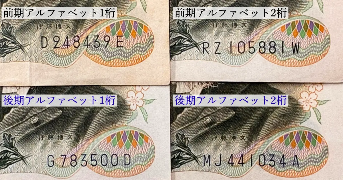 伊藤博文千円札記番号の比較
