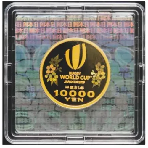 ラグビーワルドカップ1万円金貨の裏面