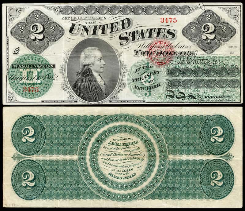 1862年発行2ドル紙幣