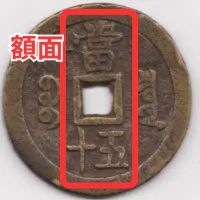 咸豊元寶裏目五百記号周り模様直径約5.3CM