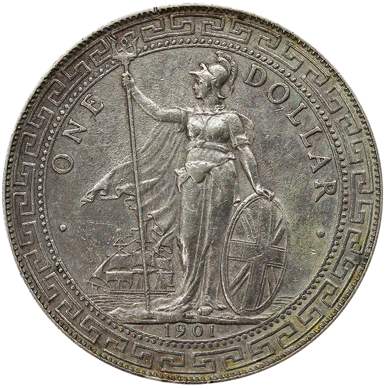 イギリス貿易銀 Dollar 1897 特年　二枚セット　未使用近く　本物美術品・アンティーク・コレクション