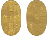 天保五両判金表裏