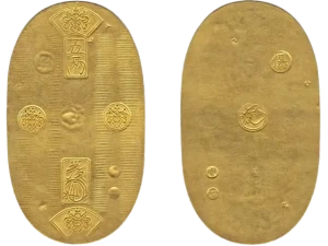 天保五両判金表裏