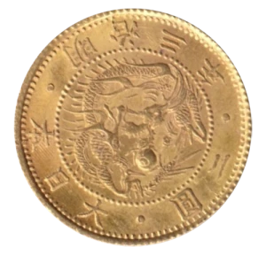 旧2円金貨表面
