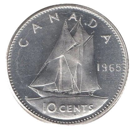 カナダ10セント銀貨表