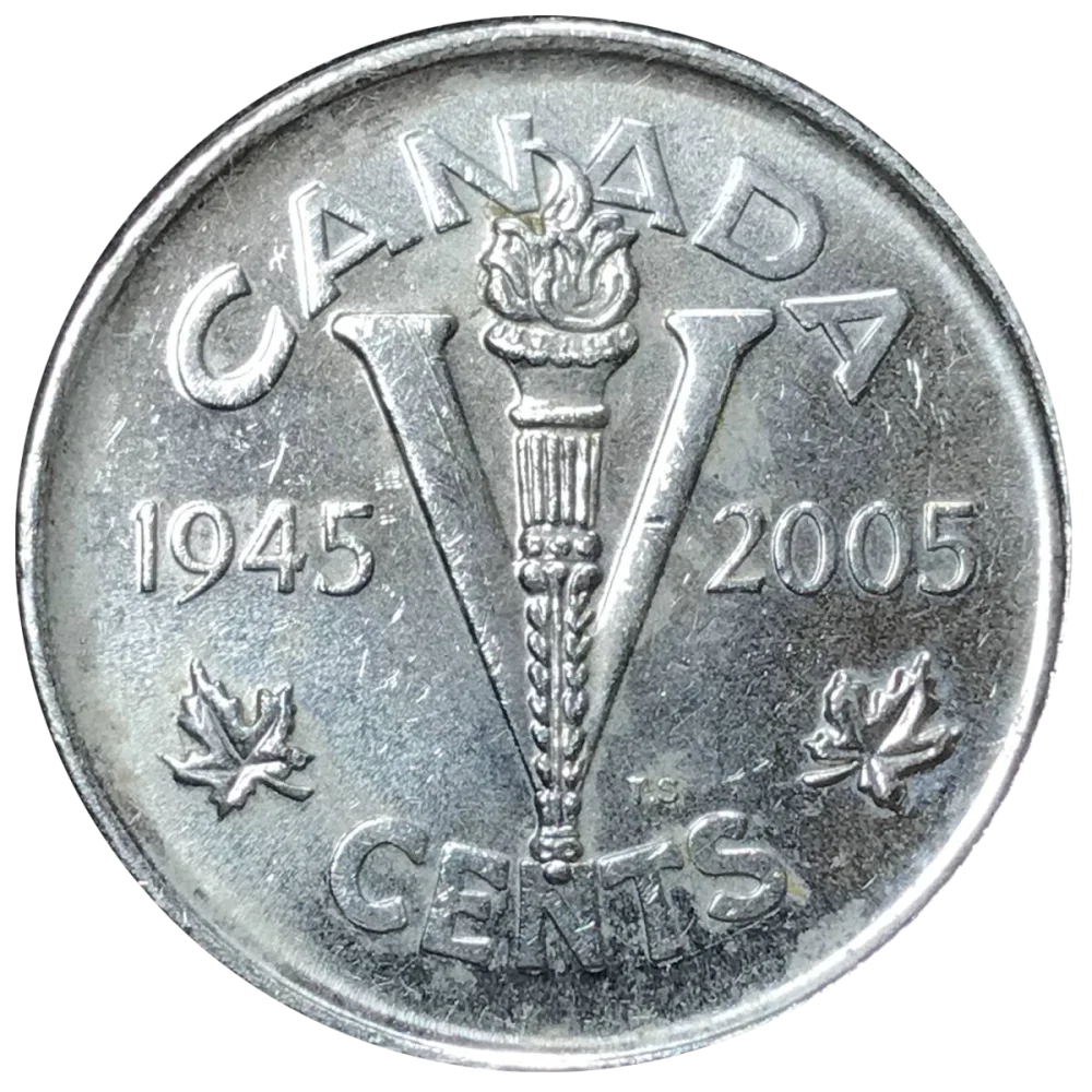 カナダ戦勝記念5ドル銀貨表