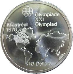 モントリオール記念世界地図10ドル表