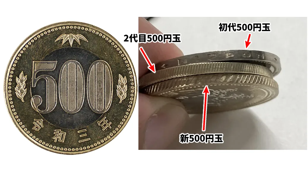 3代目500円玉の側面
