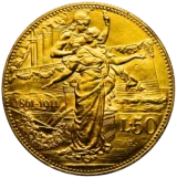 イタリア王国建国50周年記念金貨裏