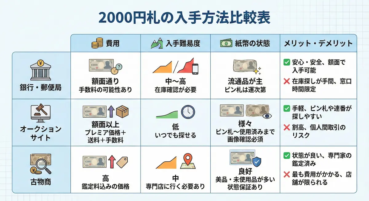 2000円札入手方法比較