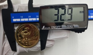 平成2年 御即位記念10万円金貨のサイズ