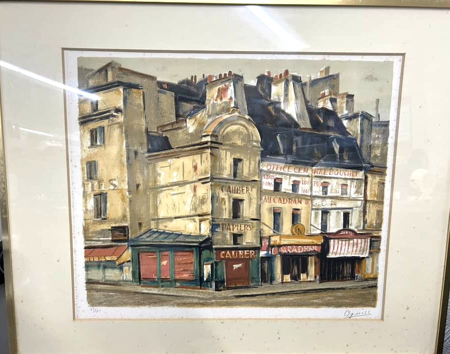 荻須高徳　リトグラフ「金の時計盤」