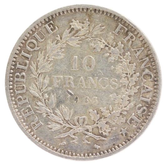 フランス10フラン銀貨の表面