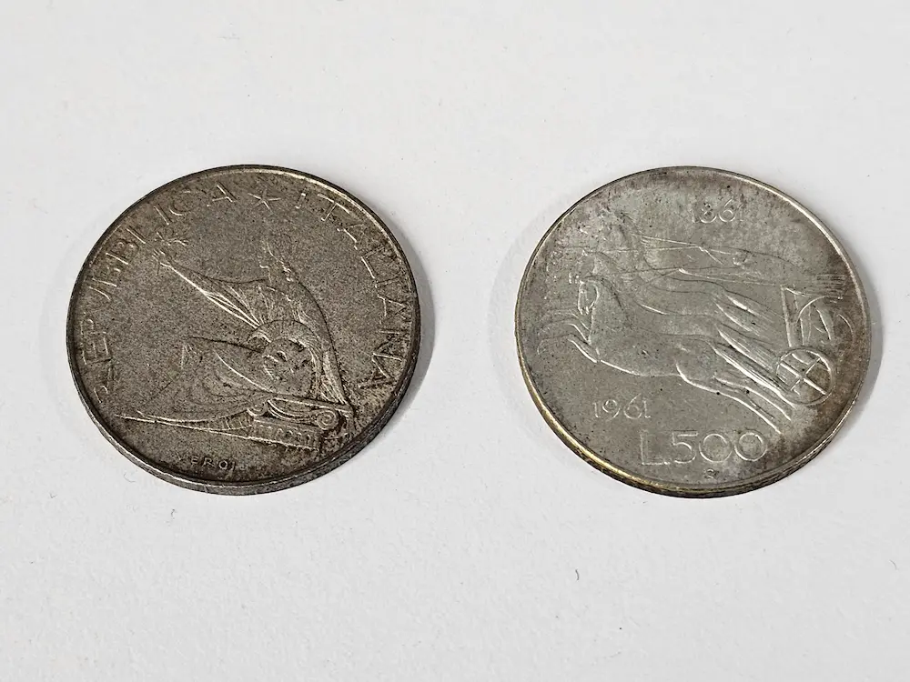 イタリア500リラの記念銀貨