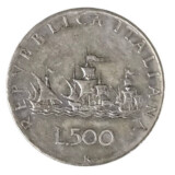 イタリア500リラ銀貨の裏面