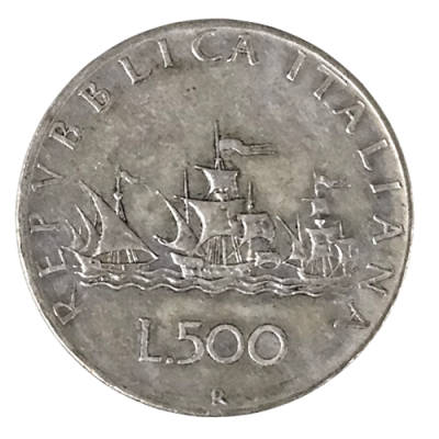イタリア500リラ銀貨の裏面