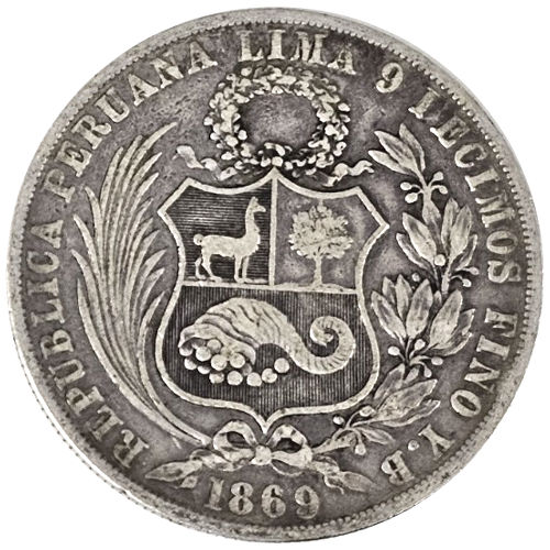 ペルー1ソル銀貨の裏面