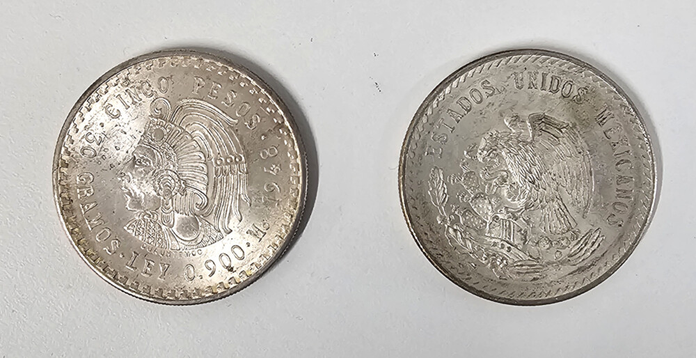 メキシコアステカ5ペソ銀貨