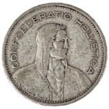 スイス5フラン銀貨表