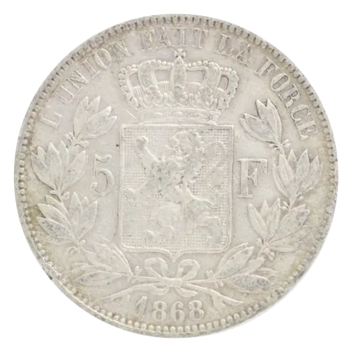 ベルギー5フラン銀貨 裏